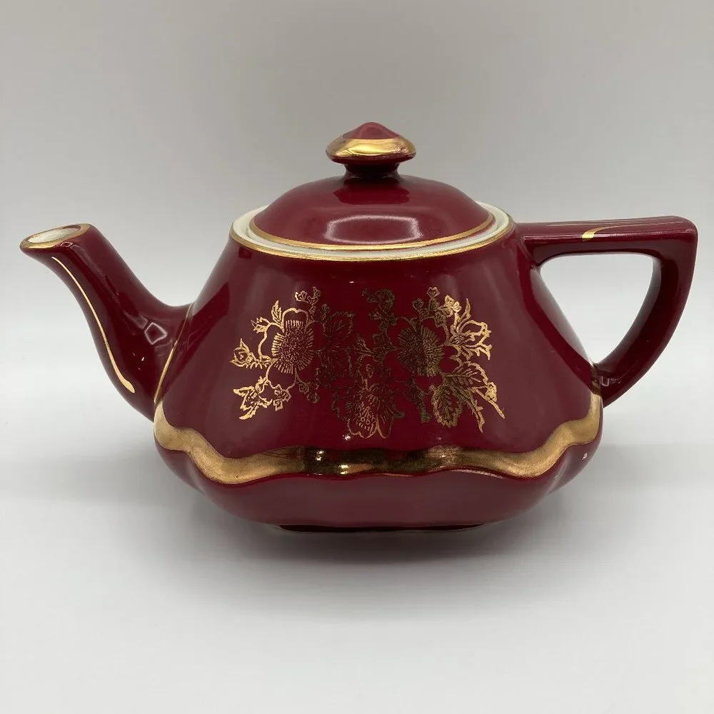 Vintage Rare Hall 0178 Baltimore Style Floral Design 6 Cup Teapot Circa 1950's
